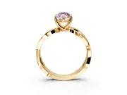 Solitaire Engagement Ring Setting for Fancy Pink Marquise Center with Pave and Plain Crossover Band and Prong Head in Yellow Gold