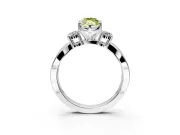 3 Stone Engagement Ring Setting for Fancy Yellow Marquise Center with Pave Twist Band and Prong Head in Platinum