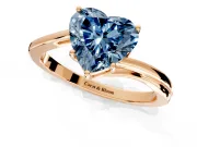Solitaire Engagement Ring Setting for Fancy Blue Heart-Shaped Center with Plain Bypass Twist Band and Prong Head in Rose Gold