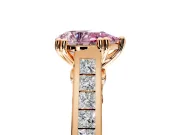 Solitaire Engagement Ring Setting for Fancy Pink Pear-Shaped Center with Channel Band and Double Claw Prong Head in Rose Gold