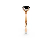 Hidden Halo Engagement Ring Setting for Fancy Black Round Cut Center with Thin Rounded Band and Prong Head in Rose Gold