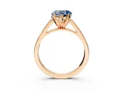 Solitaire Engagement Ring Setting for Fancy Blue Heart-Shaped Center with Tapered Split Shoulders and Prong Head in Rose Gold