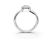 Solitaire Engagement Ring Setting for Emerald Cut Center with Wide Band and Bezel Head in Sterling Silver
