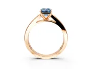 Solitaire Engagement Ring Setting for Fancy Blue Emerald Cut Center with Princess Cut Channel Band and Prong Head in Rose Gold