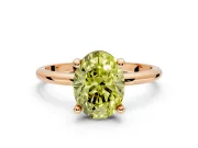 Minimalist Solitaire Engagement Ring Setting for Fancy Yellow Oval Center with Thin Band and Prong Head in Rose Gold