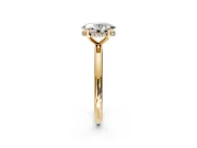 Hidden Halo Engagement Ring Setting for Oval Center with Thin Round-Wire Band and Prong Head in Yellow Gold