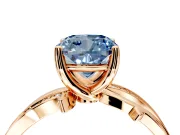 Solitaire Engagement Ring Setting for Fancy Blue Cushion Cut Center with Pave and Plain Crossover Band and Prong Head in Rose Gold