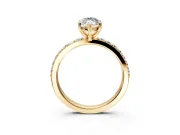 Solitaire Engagement Ring Setting for Marquise Center with Round Cut Pave Band and Prong Head in Yellow Gold