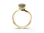Solitaire Engagement Ring Setting for Fancy Green Princess Cut Center with Raised Channel Band and Prong Head in Yellow Gold