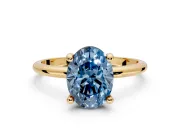Minimalist Solitaire Engagement Ring Setting for Fancy Blue Oval Center with Thin Band and Prong Head in Yellow Gold
