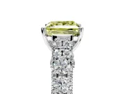 Solitaire Engagement Ring Setting for Fancy Yellow Princess Cut Center with Pave Cathedral Shoulders and Prong Head in Sterling Silver