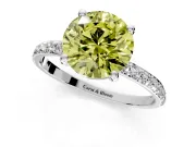 Solitaire Engagement Ring Setting for Fancy Yellow Round Cut Center with Pave Accents and Prong Head in Sterling Silver