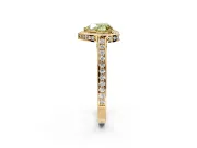 Halo Engagement Ring Setting for Fancy Yellow Heart-Shaped Center with Framed Halo, Pave Band and Prong Head in Yellow Gold