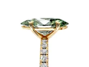 Solitaire Engagement Ring Setting for Fancy Green Marquise Center with Fine Pave Narrow Band and Prong Head in Yellow Gold