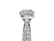Solitaire Engagement Ring Setting for Cushion Cut Center with Multi-Row Accents and Prong Head in Platinum