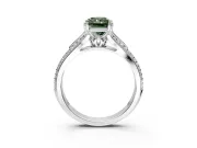 Solitaire Engagement Ring Setting for Fancy Green Radiant Cut Center with Pave Rail Split Shank and Prong Head in Sterling Silver