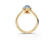 Halo Engagement Ring Setting for Fancy Blue Marquise Center with Knife Ridge Cathedral Band and Prong Head in Yellow Gold