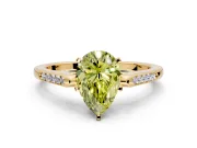 Solitaire Engagement Ring Setting for Fancy Yellow Pear-Shaped Center with Channel Accents and Prong Head in Yellow Gold