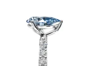 Solitaire Engagement Ring Setting for Fancy Blue Pear-Shaped Center with Fine Pave Accents and Prong Head in Platinum