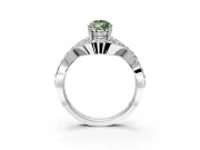 Halo Engagement Ring Setting for Fancy Green Pear-Shaped Center with Pave Infinity Twist Band and Prong Head in Sterling Silver
