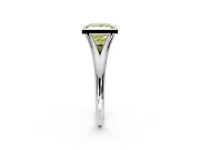 Solitaire Engagement Ring Setting for Fancy Yellow Princess Cut Center with V Split Shank and Bezel Head in Platinum