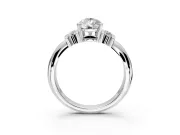 Solitaire Engagement Ring Setting for Pear-Shaped Center with Grooved Bar Accent Band and Prong Head in Platinum