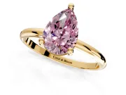 Minimalist Solitaire Engagement Ring Setting for Fancy Pink Pear-Shaped Center with Thin Band and Prong Head in Yellow Gold