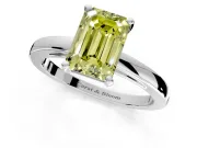 Solitaire Engagement Ring Setting for Fancy Yellow Emerald Cut Center with Basket Rail and Prong Head in Platinum
