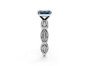 Solitaire Engagement Ring Setting for Fancy Blue Emerald Cut Center with Marquise Panel Band and Prong Head in Platinum