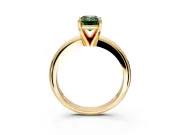 Solitaire Engagement Ring Setting for Fancy Green Emerald Cut Center with Wire Band and Prong Head in Yellow Gold