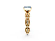 Solitaire Engagement Ring Setting for Fancy Blue Radiant Cut Center with Marquise Panel Band and Prong Head in Yellow Gold