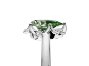 Floral Frame Engagement Ring Setting for Fancy Green Pear-Shaped Center with Accent Clusters and Prong Head in Platinum