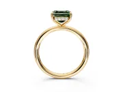 Hidden Halo Engagement Ring Setting for Fancy Green Asscher Cut Center with Thin Rounded Band and Prong Head in Yellow Gold