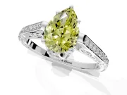 Cathedral Engagement Ring Setting for Fancy Yellow Pear-Shaped Center with Antique-Style Pave Band and Prong Head in Sterling Silver