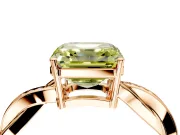 Solitaire Engagement Ring Setting for Fancy Yellow Asscher Cut Center with Twisted Pave Band and Prong Head in Rose Gold