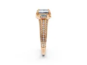 Solitaire Engagement Ring Setting for Fancy Blue Princess Cut Center with Accented Split Shank and Prong Head in Rose Gold