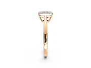 Solitaire Engagement Ring Setting for Radiant Cut Center with Open Cathedral Shoulders and Prong Head in Rose Gold