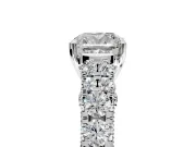 Solitaire Engagement Ring Setting for Cushion Cut Center with Pave Cathedral Shoulders and Prong Head in White Gold