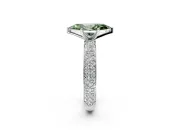 Solitaire Engagement Ring Setting for Fancy Green Marquise Center with Domed Multi-Row Pave Band and Prong Head in Platinum
