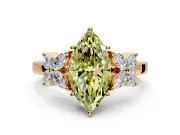 Floral Engagement Ring Setting for Fancy Yellow Marquise Center with Marquise Cluster Shoulders and Prong Head in Yellow Gold