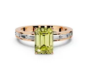 Solitaire Engagement Ring Setting for Fancy Yellow Emerald Cut Center with Channel Baguette Band and Prong Head in Rose Gold