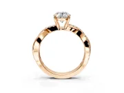 Crossover Engagement Ring Setting for Oval Center with Pave and Plain Strands and Prong Head in Rose Gold