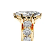 Solitaire Engagement Ring Setting for Marquise Center with Graduated Shared Prongs and Prong Head in Yellow Gold