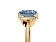 Solitaire Engagement Ring Setting for Fancy Blue Radiant Cut Center with Knife Ridge Band and Claw Prong Head in Yellow Gold