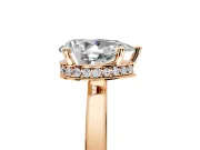 Hidden Halo Engagement Ring Setting for Pear-Shaped Center with Wide Flat Plain Band and Prong Head in Rose Gold
