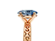 Solitaire Engagement Ring Setting for Fancy Blue Oval Center with Scrollwork Band and Prong Head in Rose Gold
