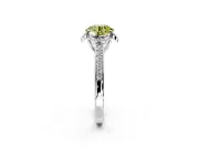 Floral Engagement Ring Setting for Fancy Yellow Round Cut Center with Four Accent Clusters and Prong Head in Sterling Silver