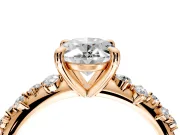 Solitaire Engagement Ring Setting for Oval Center with Trailing Leaf Accent Band and Prong Head in Rose Gold
