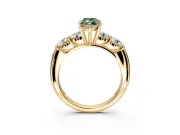 5 Stone Engagement Ring Setting for Fancy Green Marquise Center with Graduated Accents and Prong Head in Yellow Gold