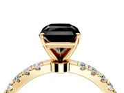 Open Basket Engagement Ring Setting for Fancy Black Radiant Cut Center with Pave Band and Prong Head in Yellow Gold
